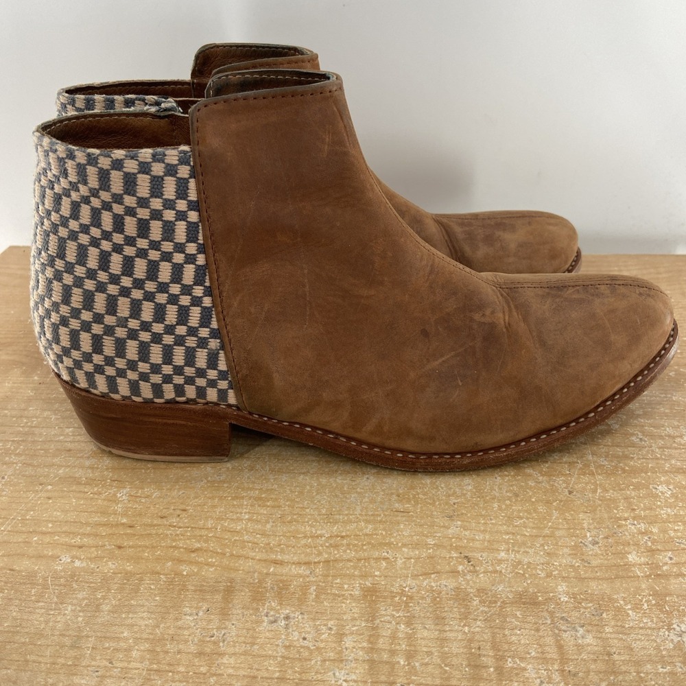 The Root Collective Espe Women's Handmade Ankle Boots Chestnut Leather Size 10